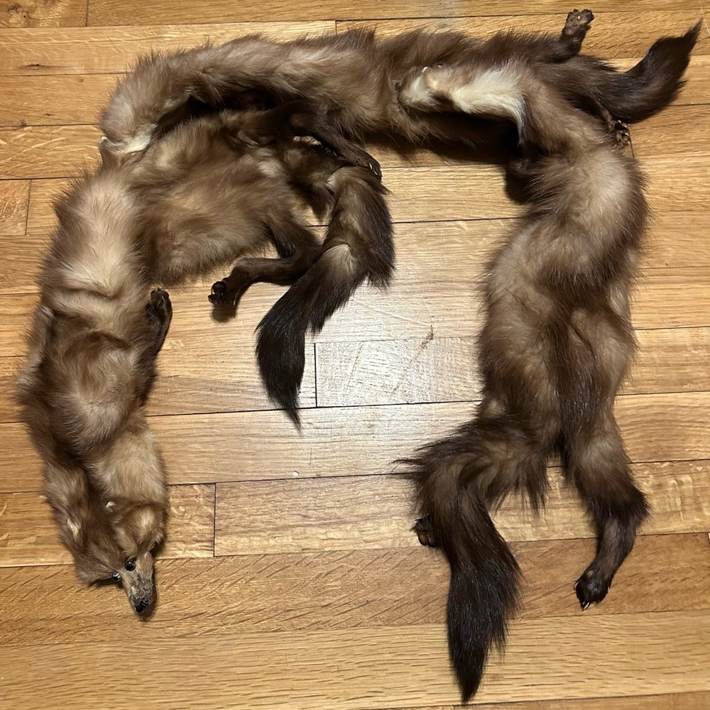 Vintage Real Mink Scarf 3 Connected 2 Unattached